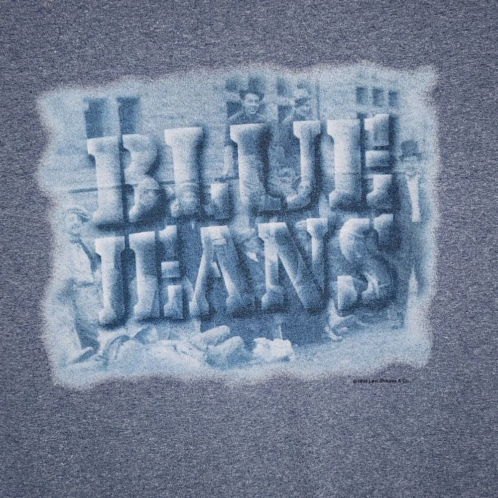 Vintafe 1996 90s LEVI's Blue Jeans Mens T-Shirt L‎ Single Stitch USA Made Promo